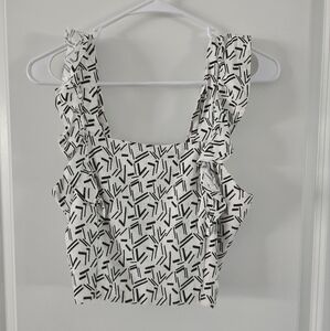 Monteau Black and Off White Patterned Women's Top